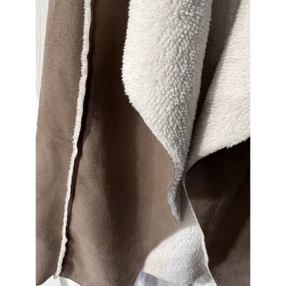 Susina Vest Womens XS  Faux Shearling Suede Open Drape Front gorp Rustic New - Picture 7 of 9